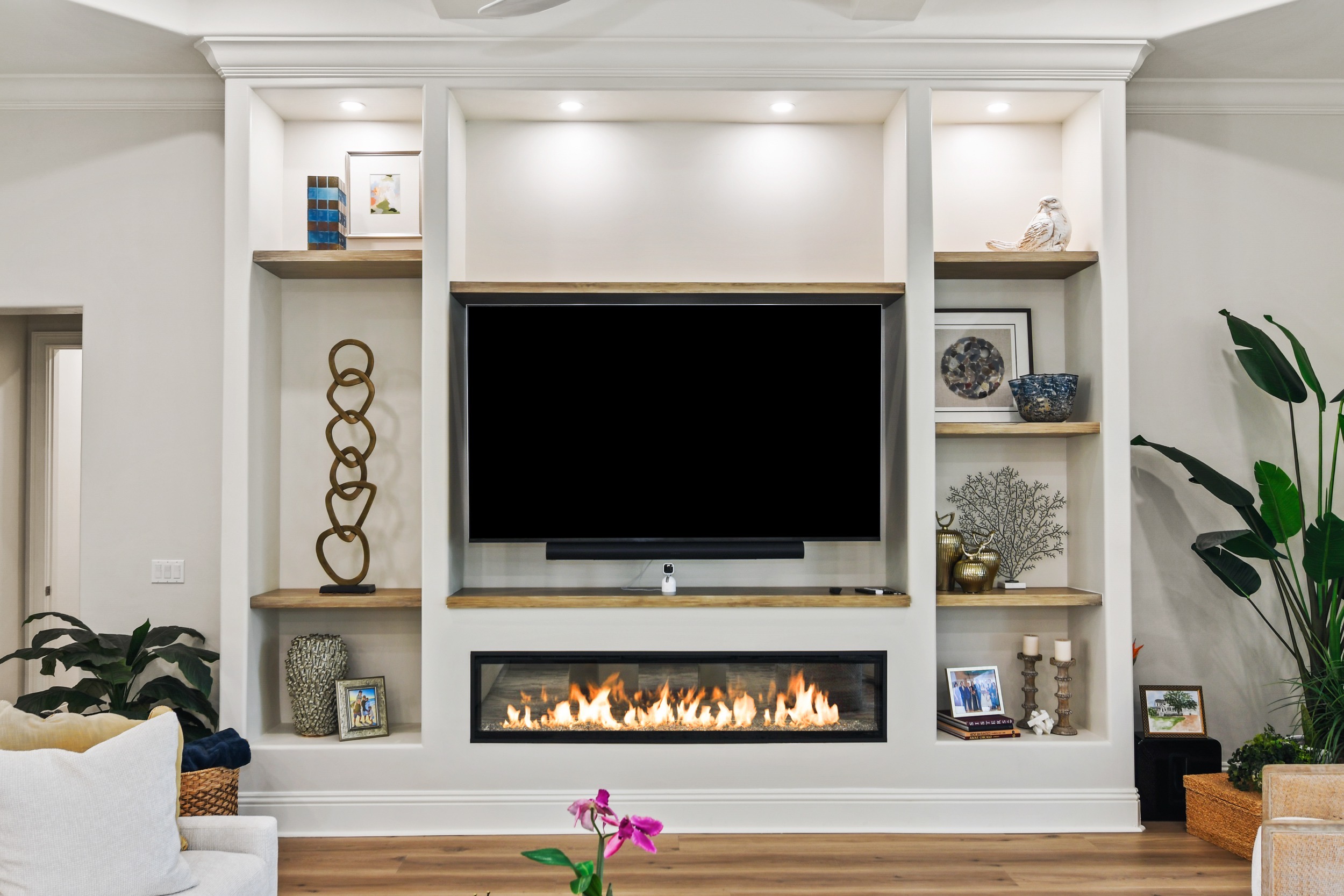 Living Room with Built-in Fireplace