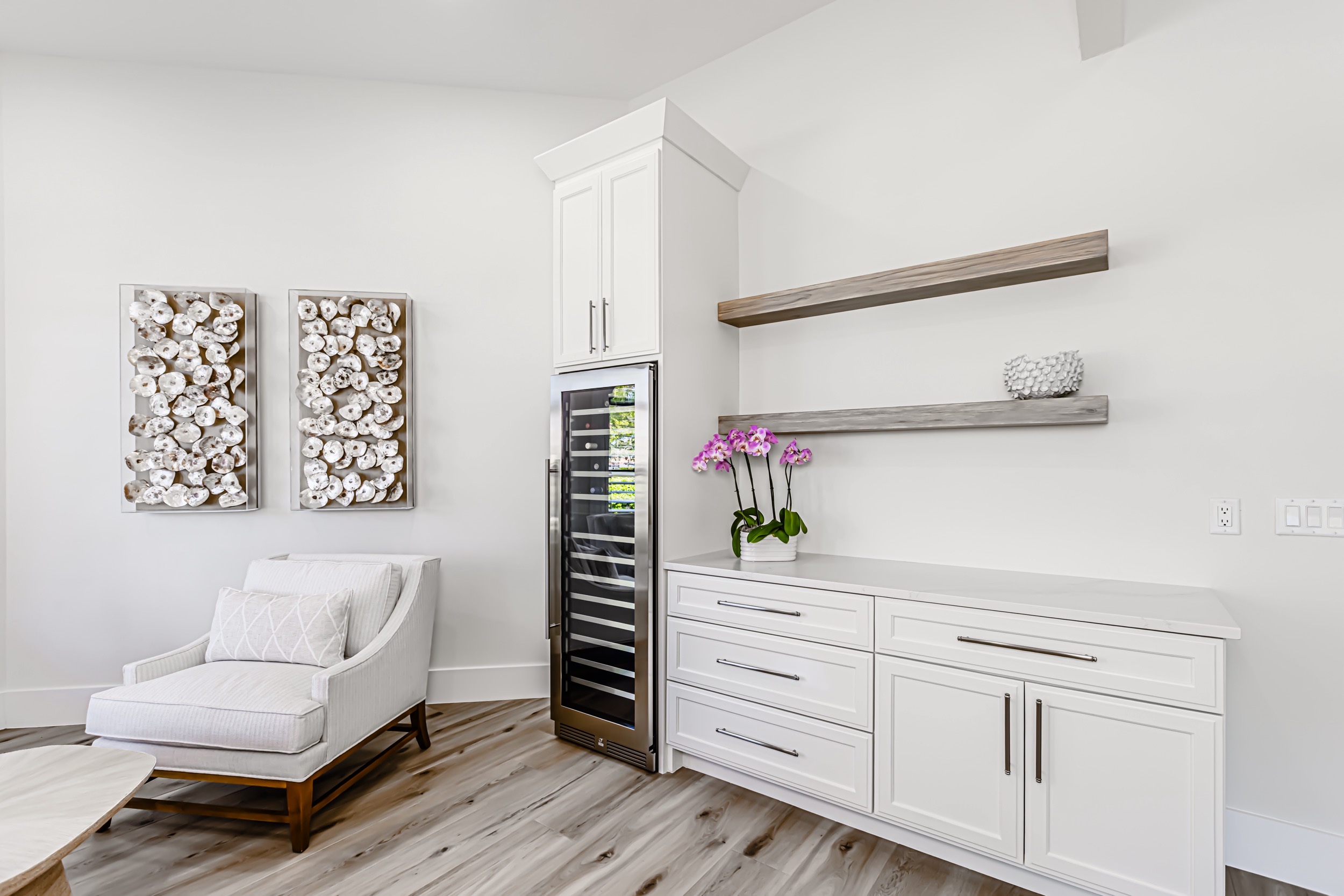 Kitchen — White Kitchen & Glass Tile Backsplash