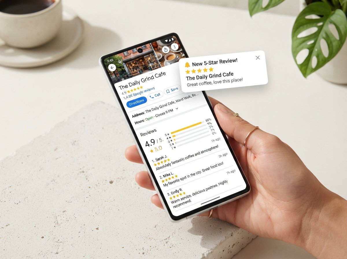 Google Maps listing with 5-star reviews