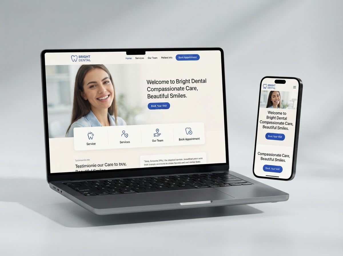 Modern local business website on laptop and phone