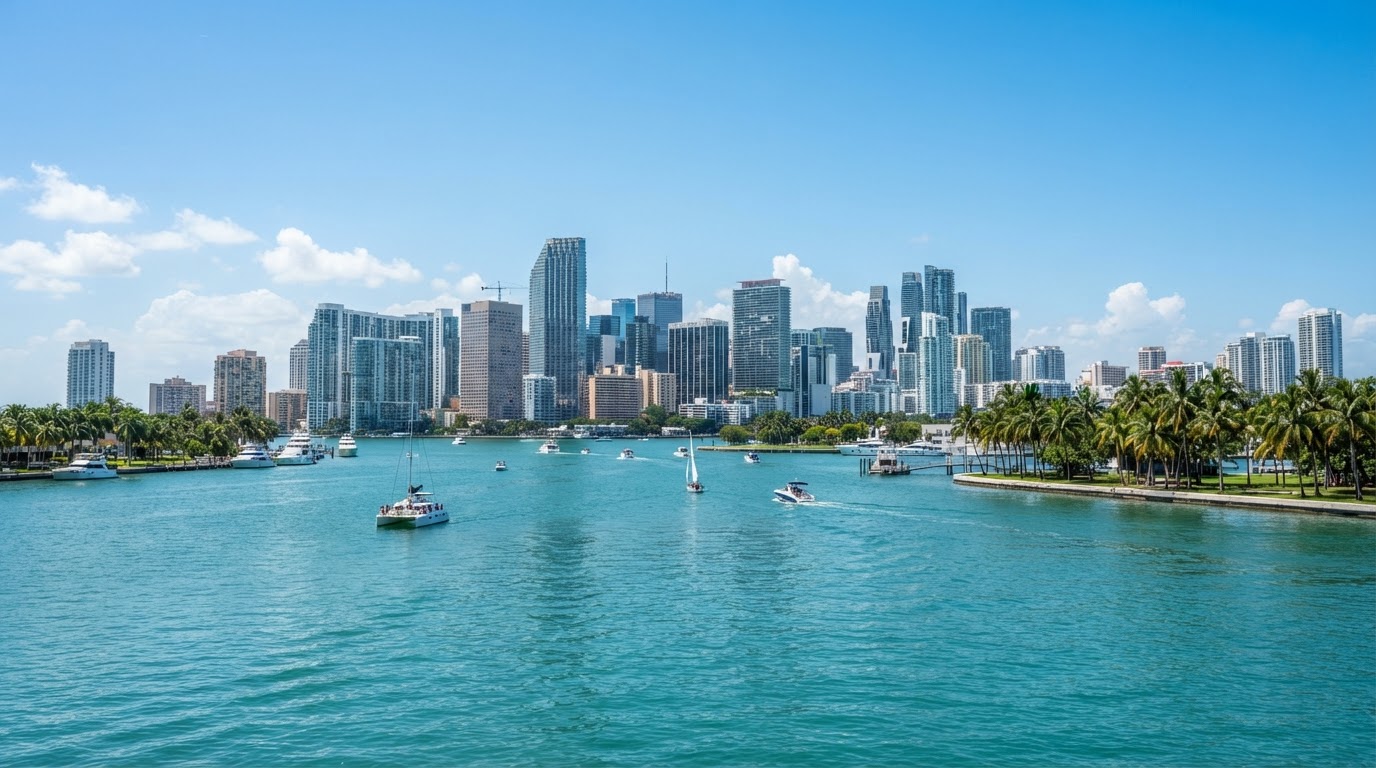 Miami skyline from the water