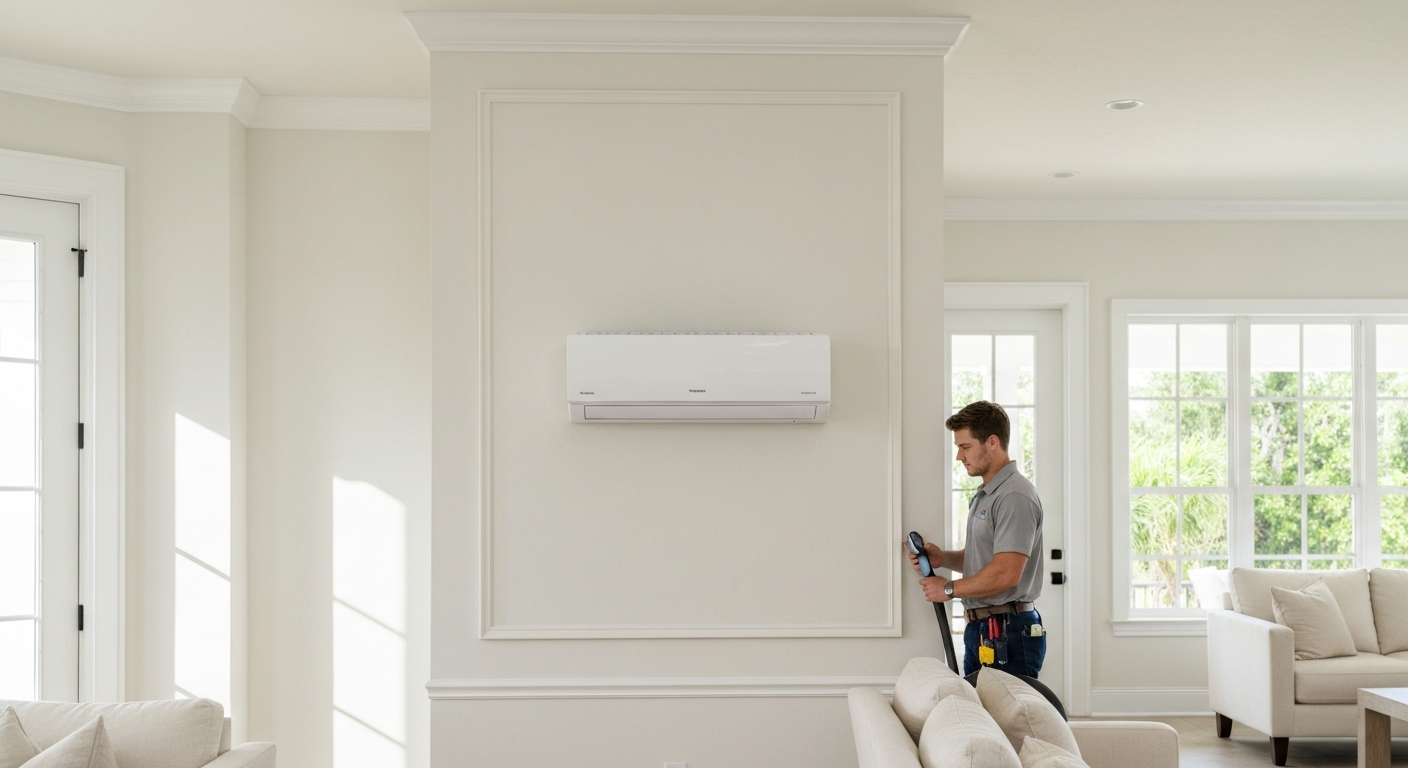 Professional Cooper & Hunter mini split installation providing efficient ductless heating and cooling for a Florida home.
