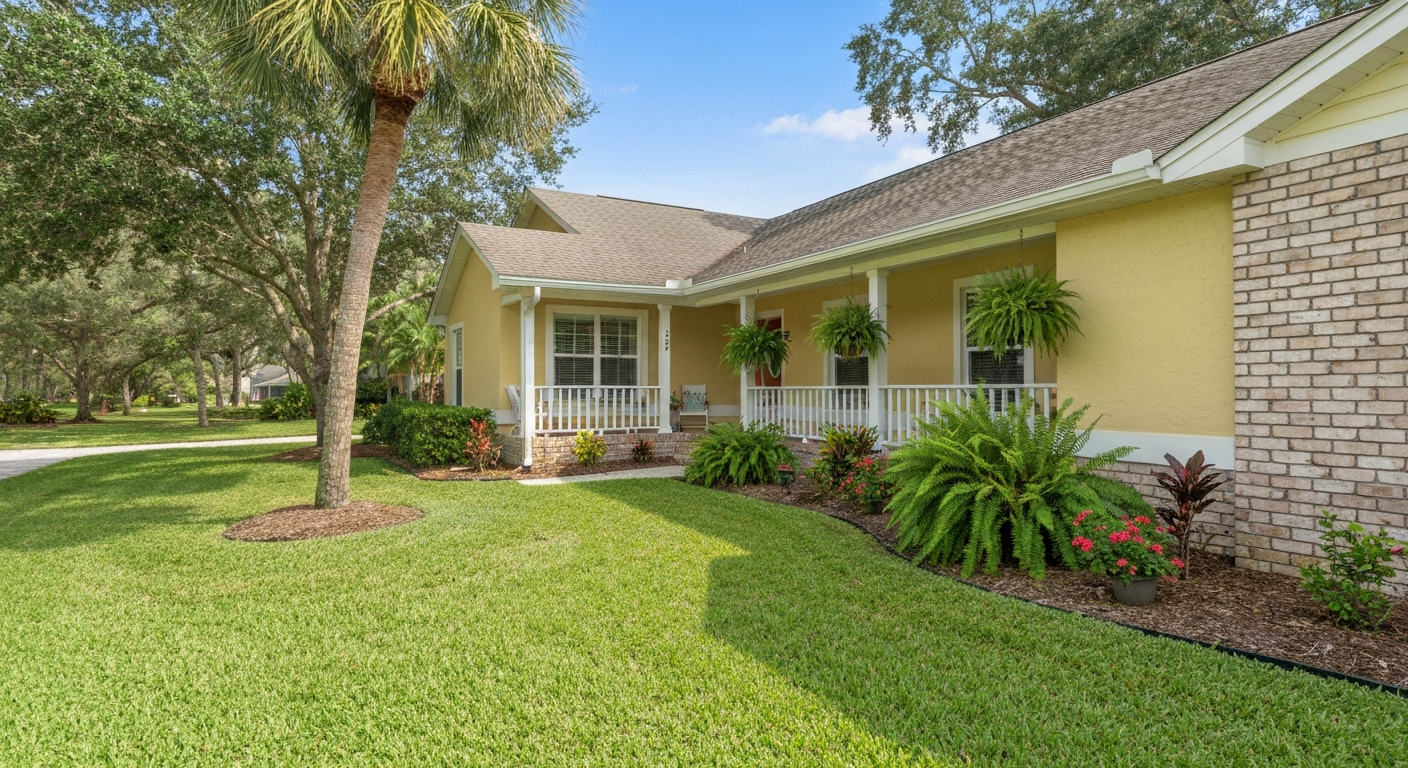 A comfortable Florida home exterior, warm and inviting