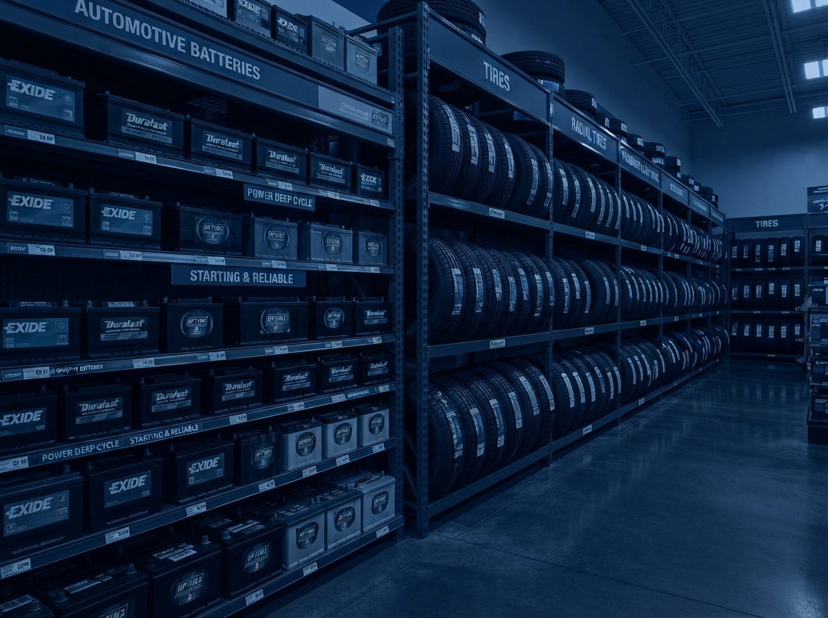 Heavy-duty parts and specialty filtration display on retail shelf