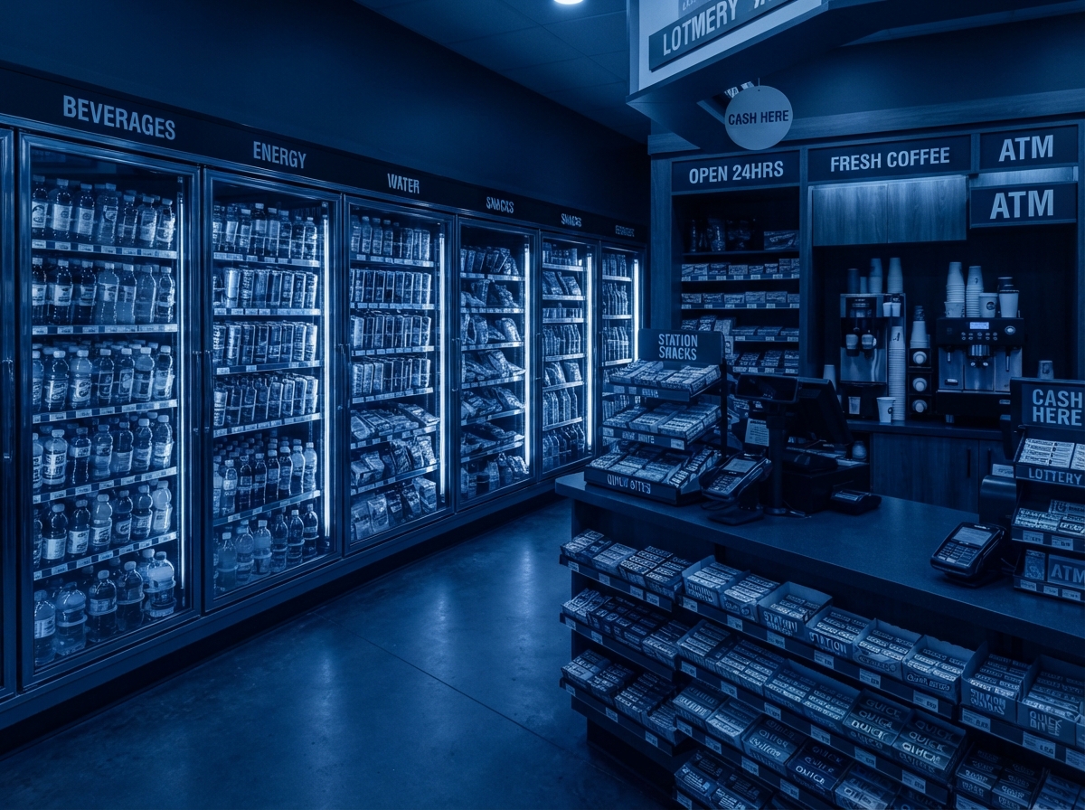 Convenience store cooler set and counter display for air care and home care lines
