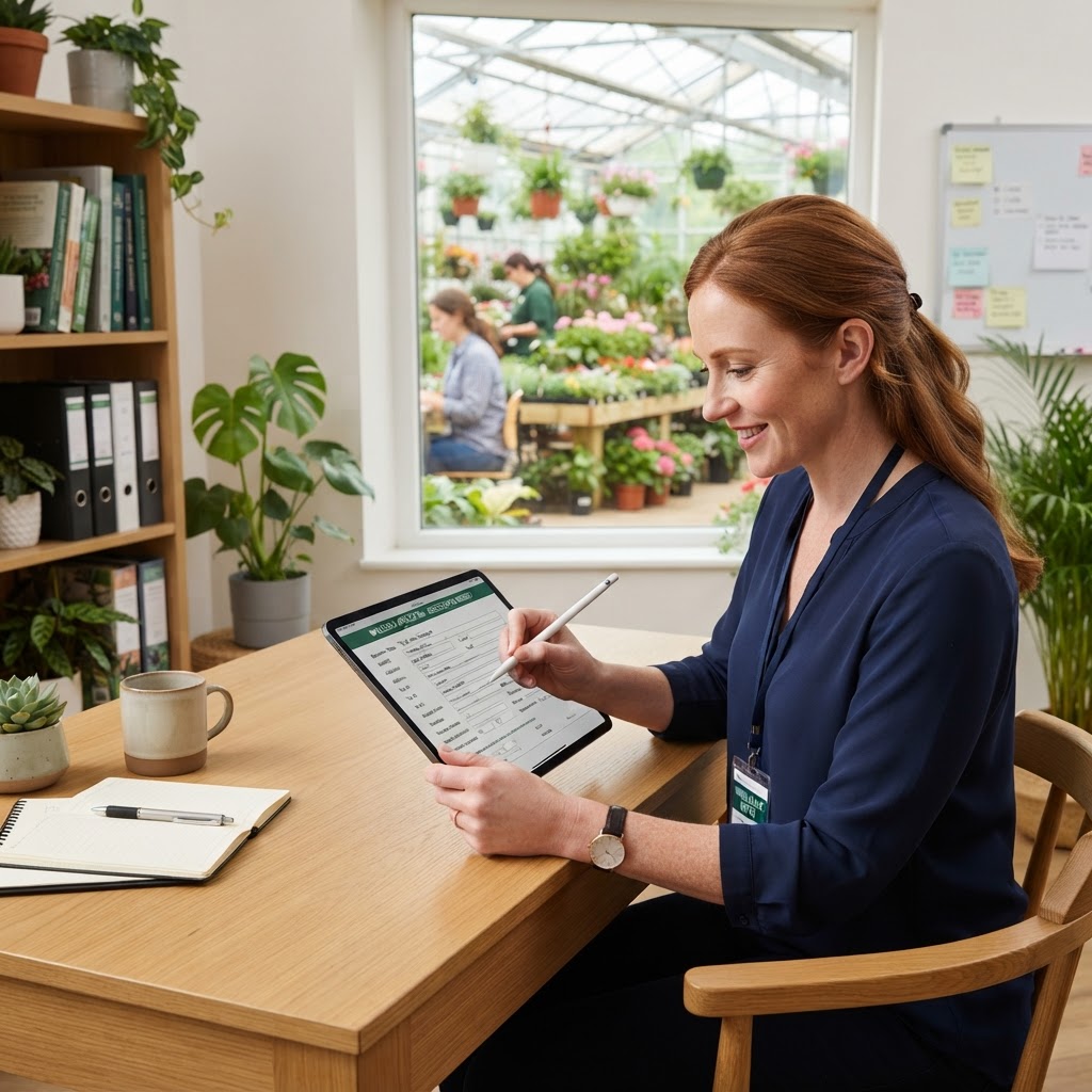 Garden center owner applying to open a Just Pots wholesale account