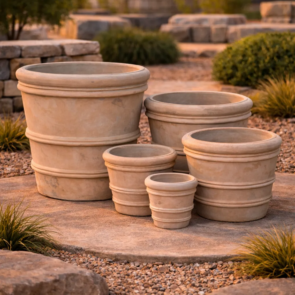 Warm Vietnamese terracotta wholesale pots in natural clay finishes in assorted sizes