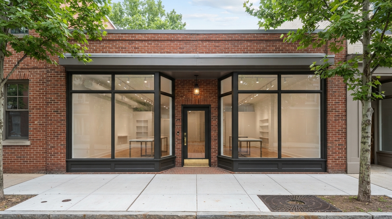 Clean retail storefront after professional exterior cleaning in New Jersey