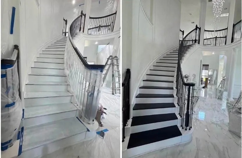 Staircase black and white painting transformation