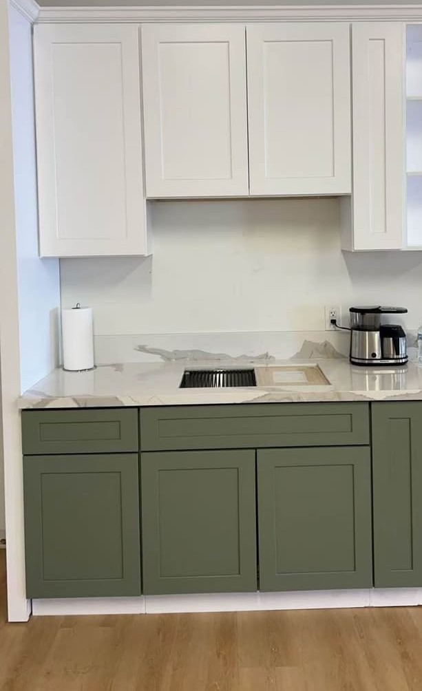 Two-tone kitchen cabinet painting