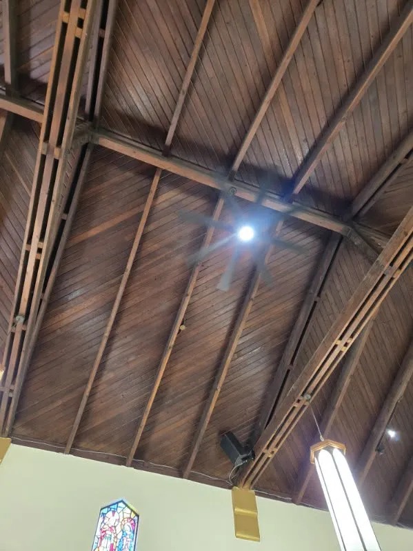 Church Wooden Ceiling Fan & High-Bay Lighting Installation — Sacramento Cathedral