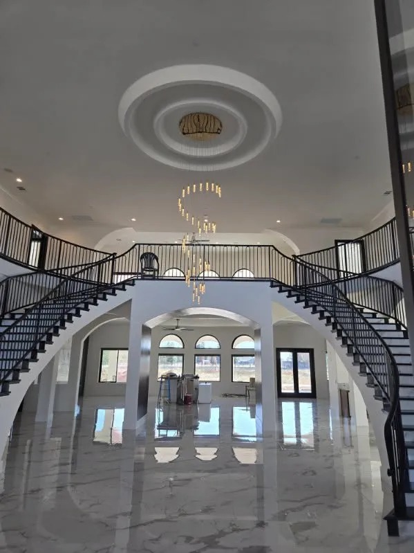 Luxury Custom Home Grand Entry with Spiral Chandelier & Recessed LED Lighting — El Dorado Hills