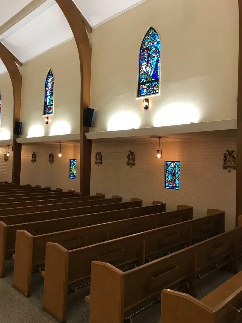 Church Interior Lighting & Stained Glass — Sacramento Cathedral