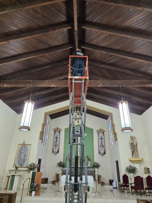 Commercial High-Ceiling Lighting Installation via Scissor Lift — Sacramento Industrial