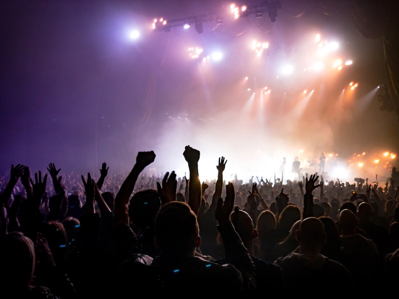 Concert stage production with vibrant lighting at a live music event