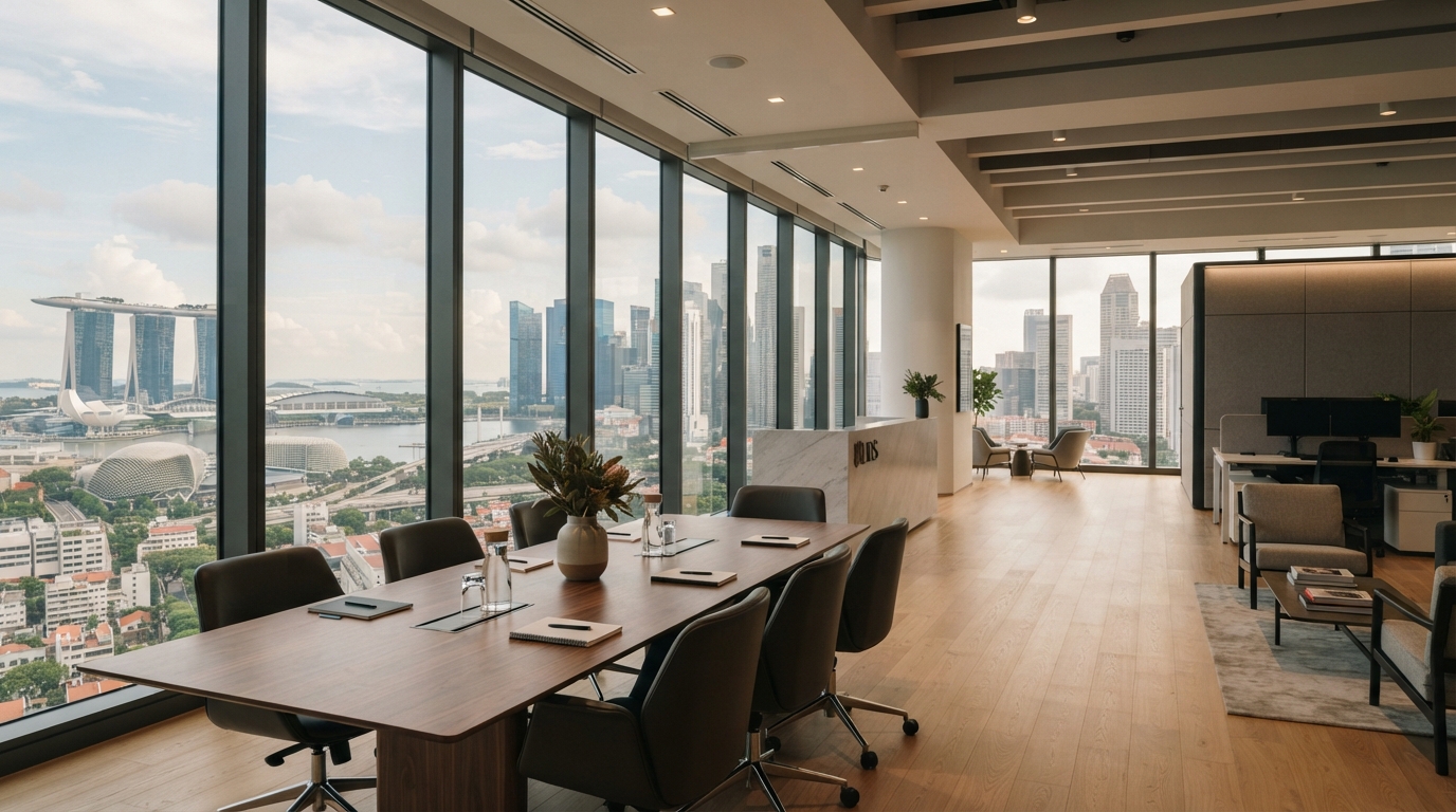 Modern office environment with AI chatbot support