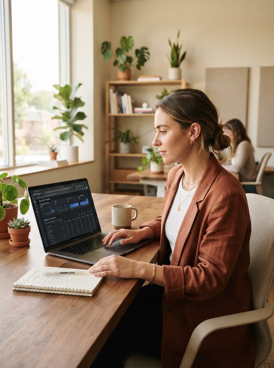 A young Dedote Google Ads manager working on campaigns inside the office