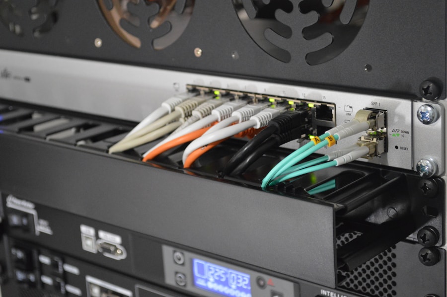 A Dedote infrastructure engineer reviewing a server room