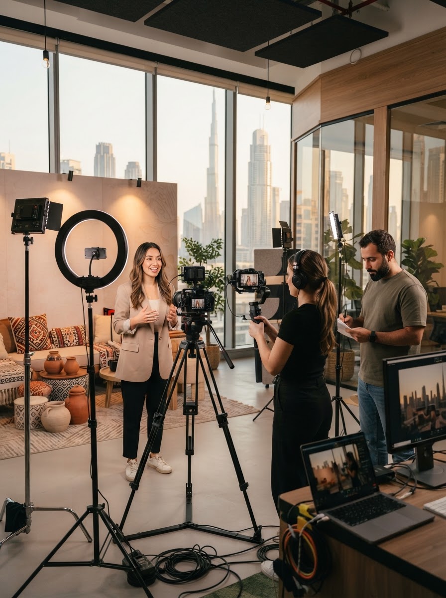 Dedote social media team producing content for a UAE brand