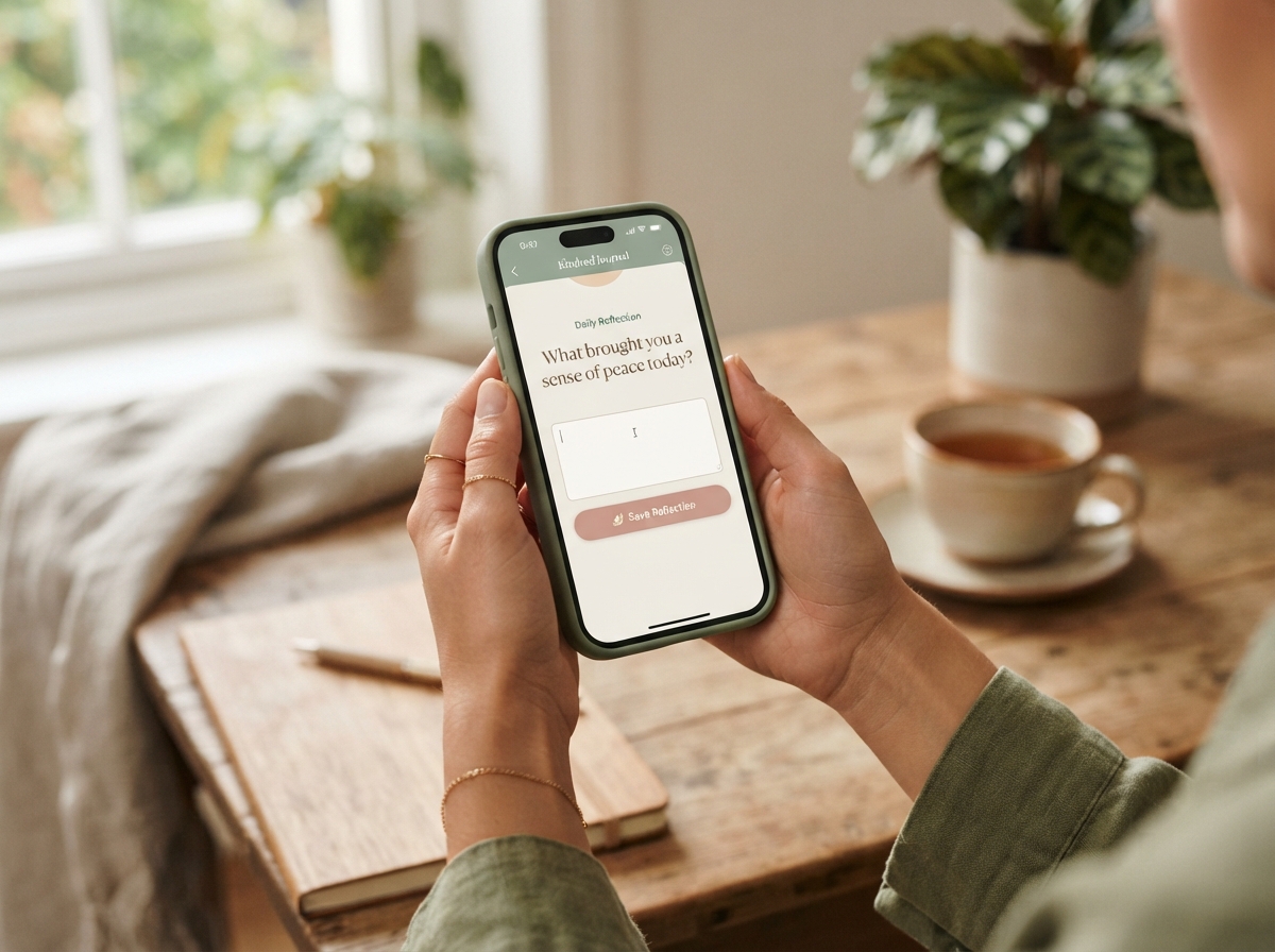 Self-Trust Reset — free interactive guide on a phone with gentle reflection prompts