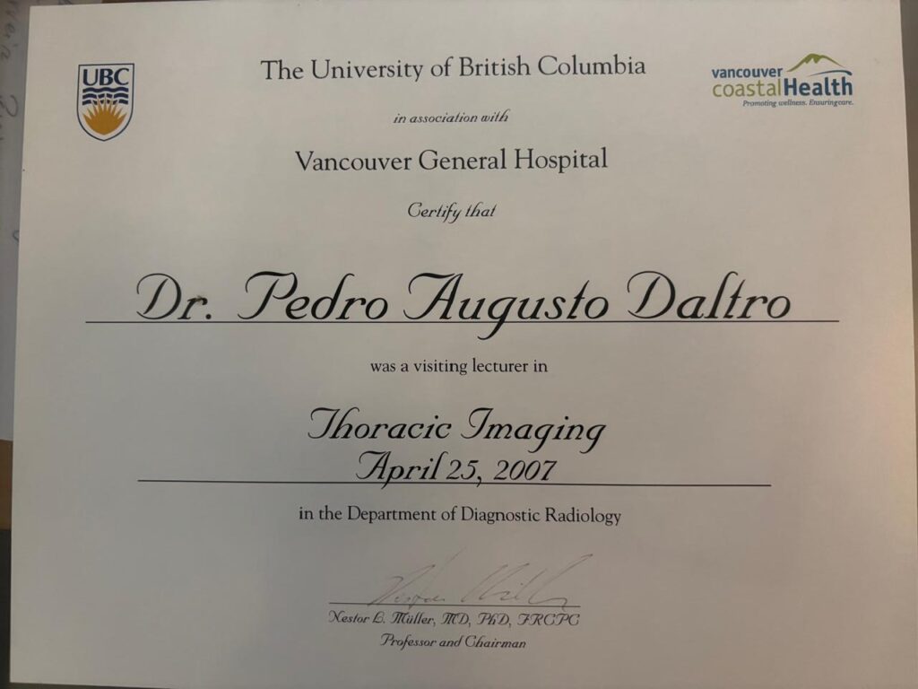 Dr. Pedro Daltro como Visiting Lecturer na British Columbia