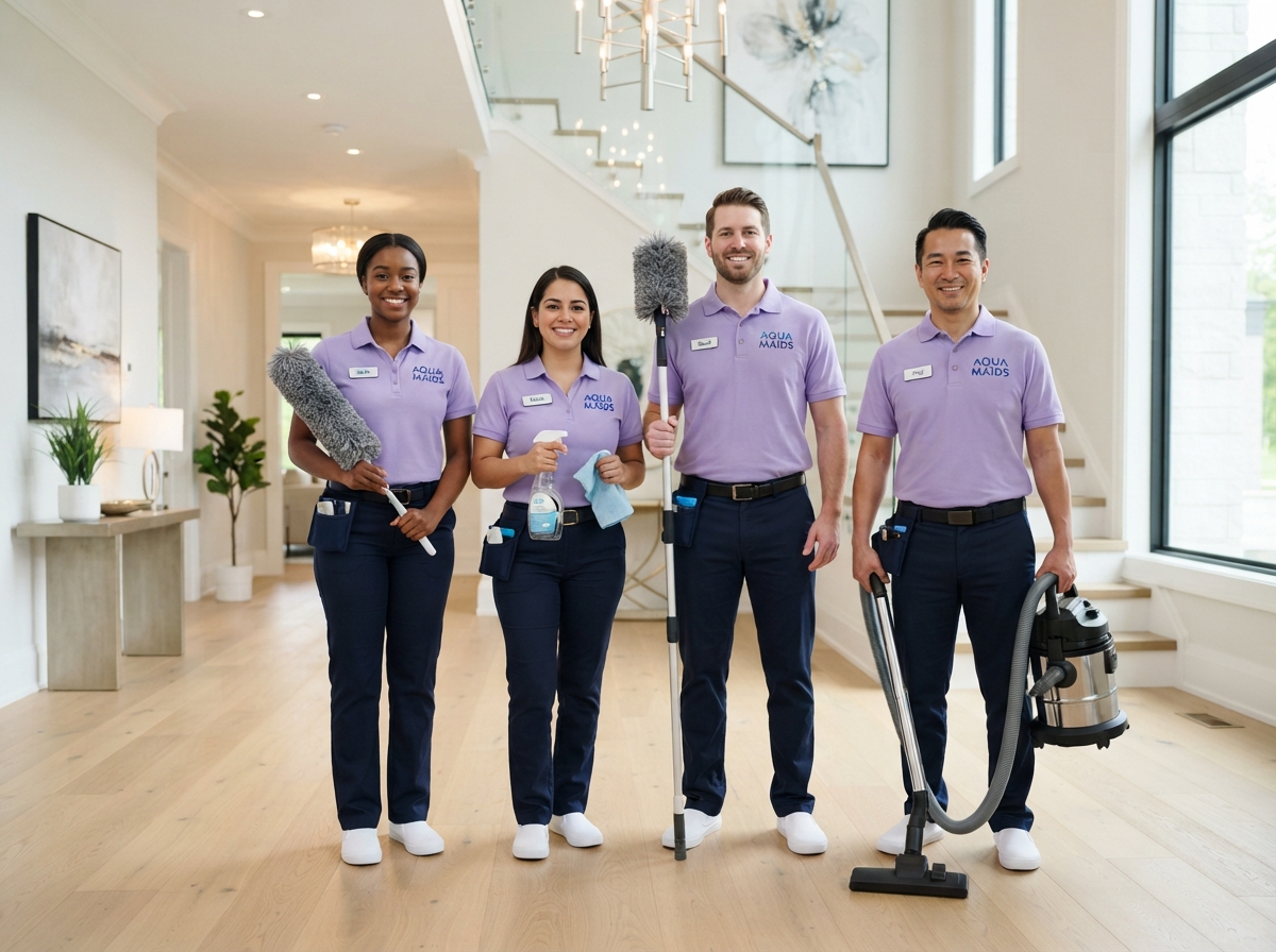 The Queening Crew cleaning team in branded uniforms