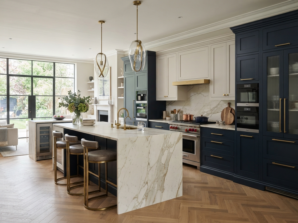 Modern luxury kitchen renovation with quality cabinetry, stone worktops and professional finishing