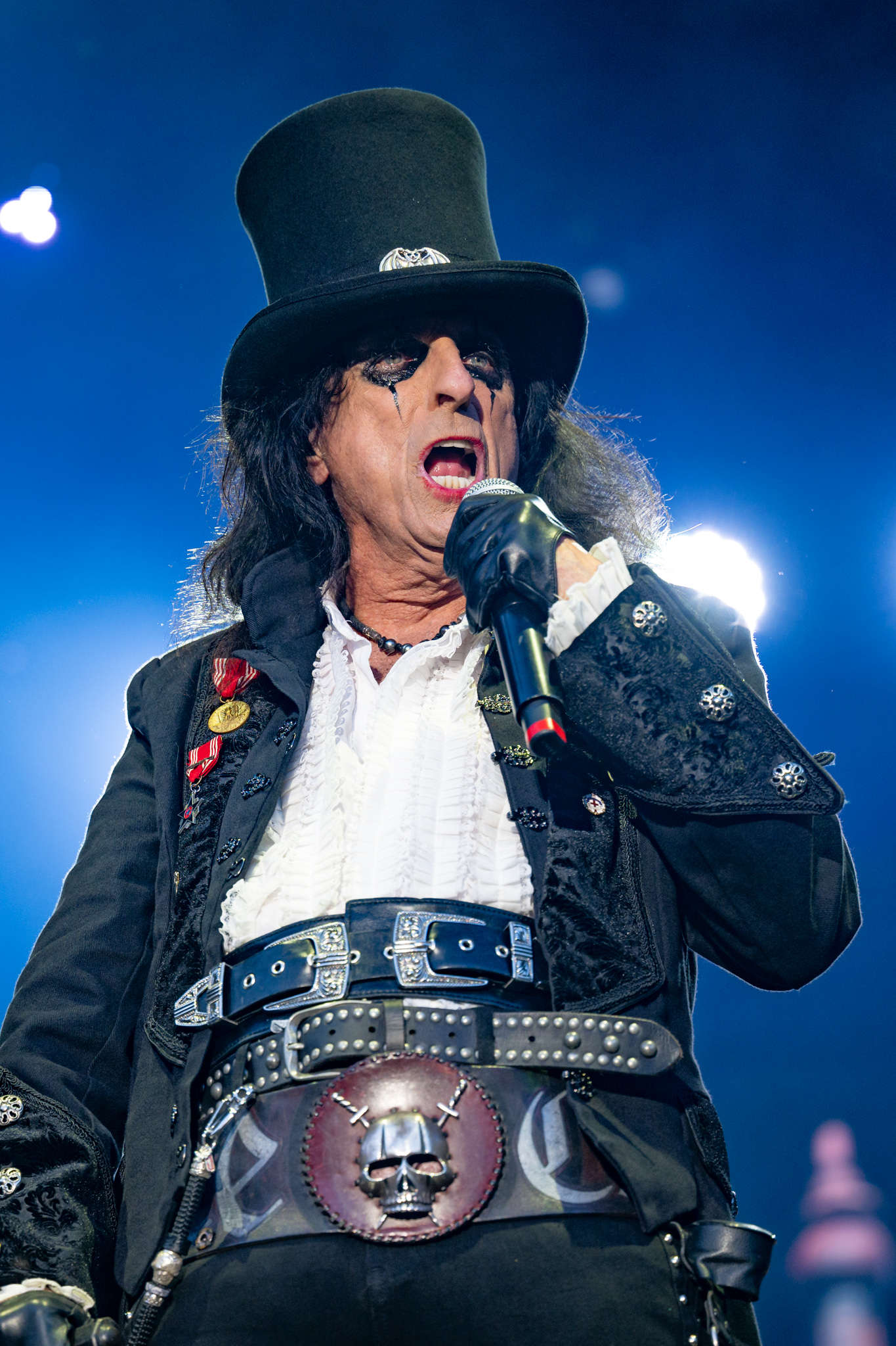 Alice Cooper performing, Detroit-born shock rock pioneer and Rock and Roll Hall of Fame inductee