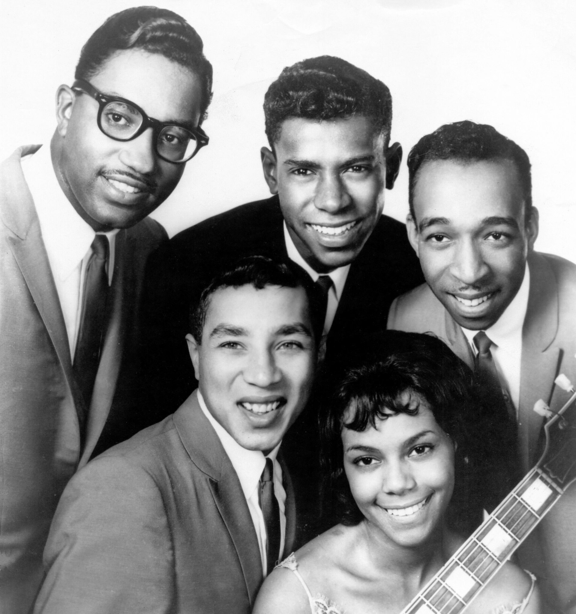 Smokey Robinson with the Miracles in a 1962 Tamla Records publicity photo