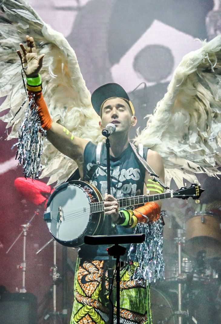 Sufjan Stevens performing at Pitchfork Music Festival, Detroit-born singer-songwriter and multi-instrumentalist