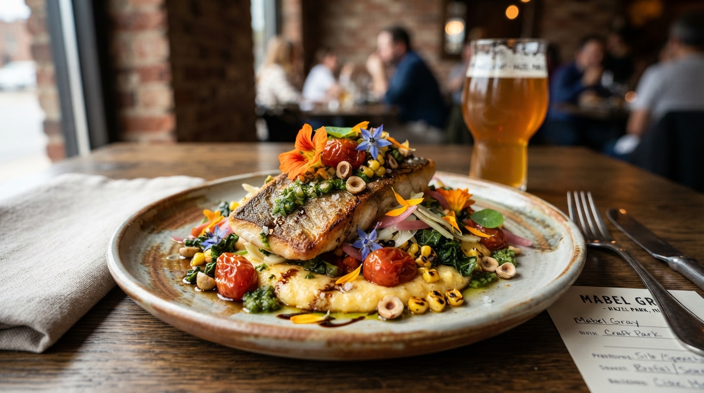 Hyper seasonal farm to table dish at Mabel Gray
