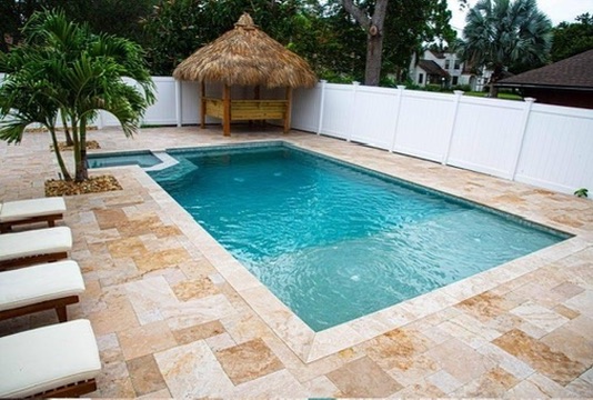 Geometric Pool with Tiki Hut & Tanning Ledge — Seminole, FL