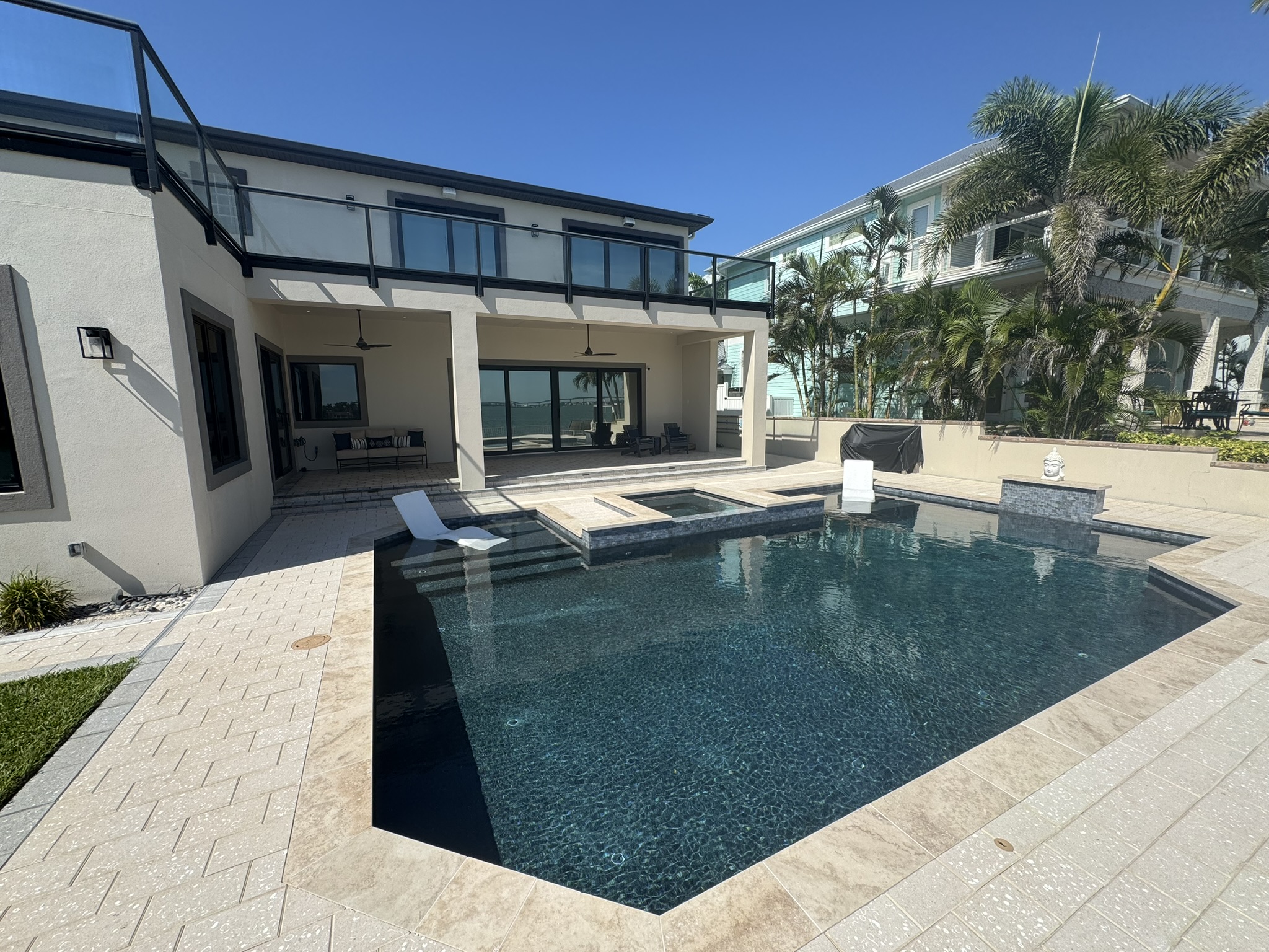 Intracoastal Waterfront Pool Remodel with Tiered Spa & Dual Shelves — Belleair Beach, FL
