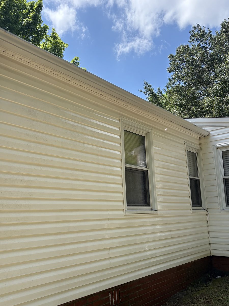 The same siding clean after a soft wash