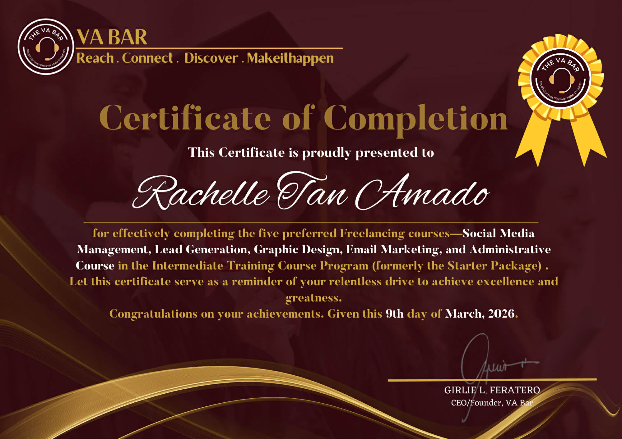 The VA Bar Certificate of Completion - The VA Bar