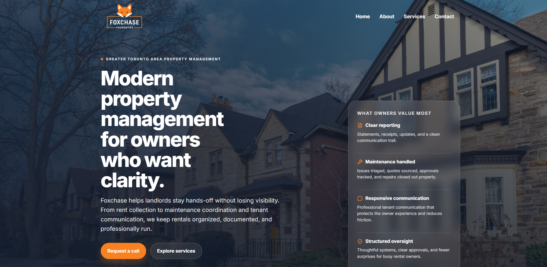Screenshot of Modern Property Management Website