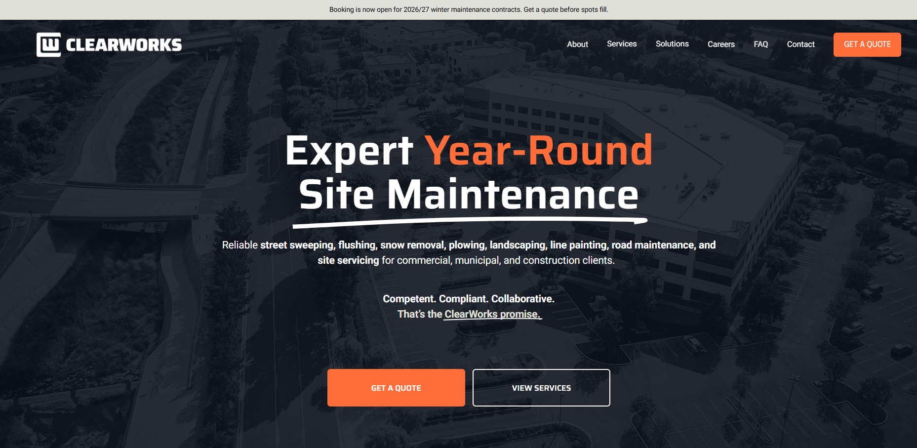 Screenshot of Year-Round Commercial Services Website