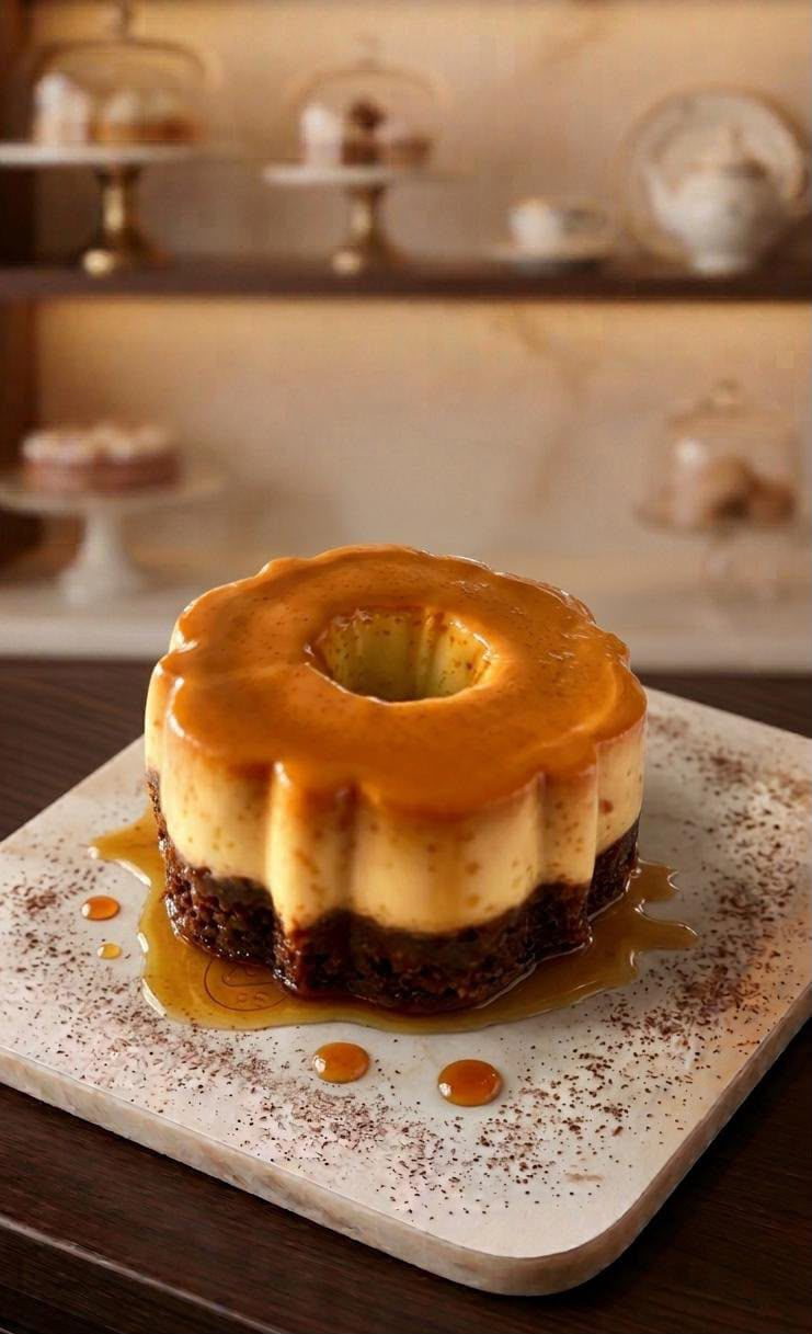House made Choco Flan with golden caramel drizzle