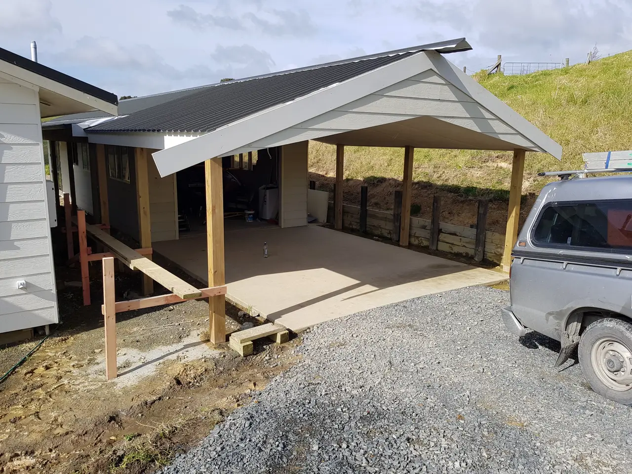 General Maintenance - A carport/shed extension ready for paint and spouting.