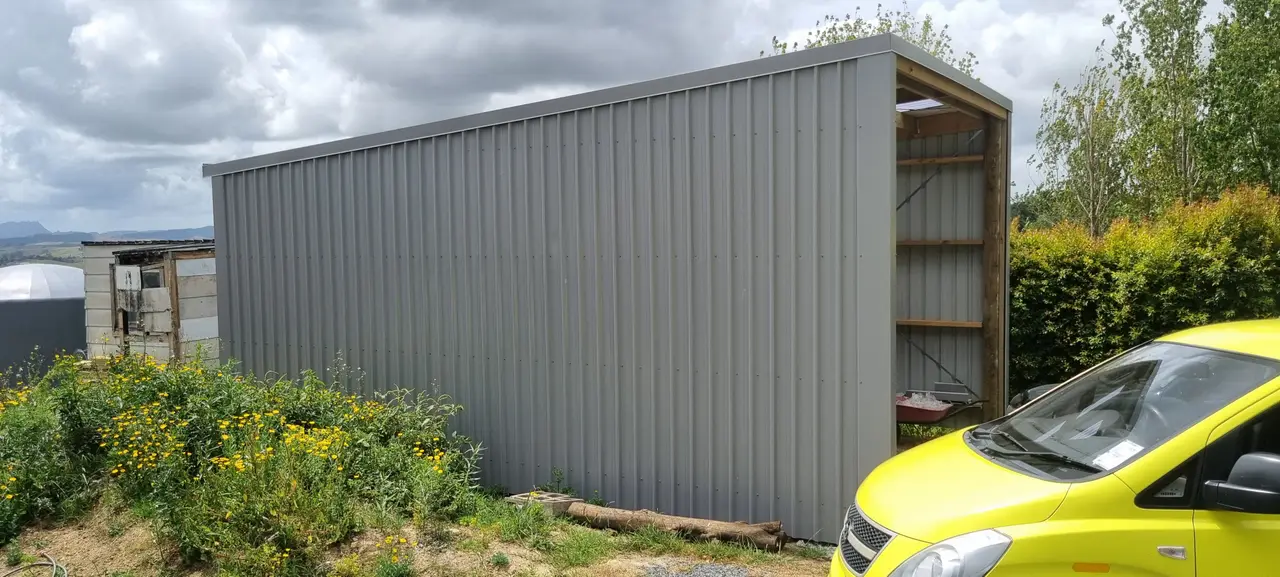 Metal-Clad Utility Shed - The completed shed view from the side.