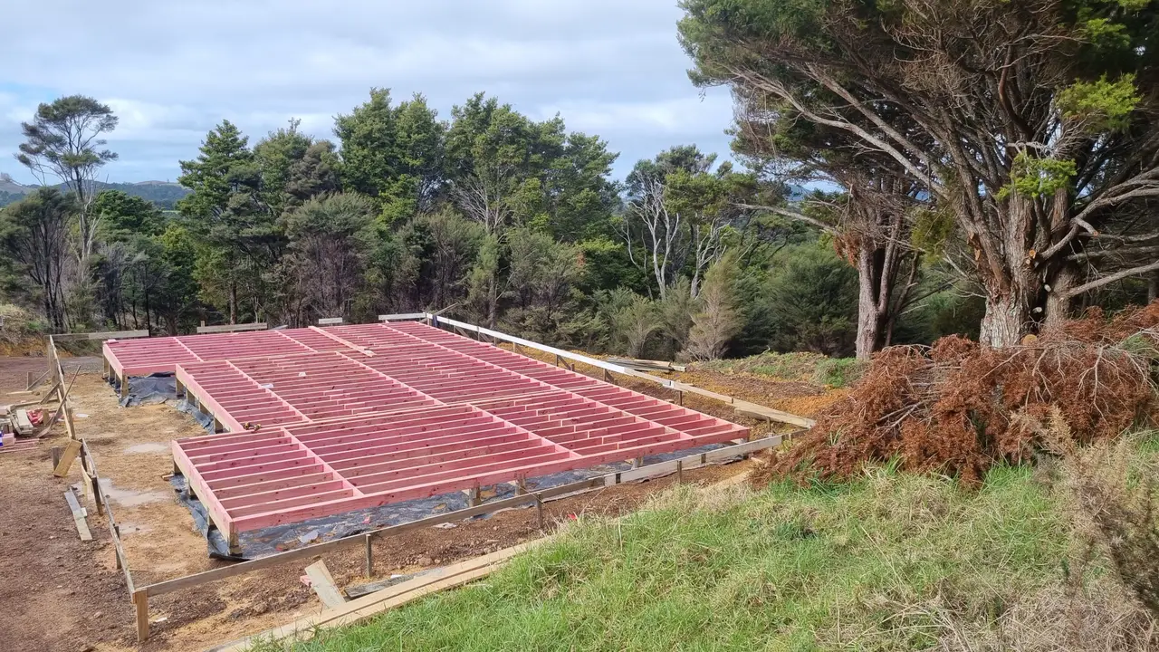 Residential Extension & Subfloor Framing Build - Floor joist framing complete, with treated timber joists fixed at precise spacing and blocking ready for the flooring sheets.
