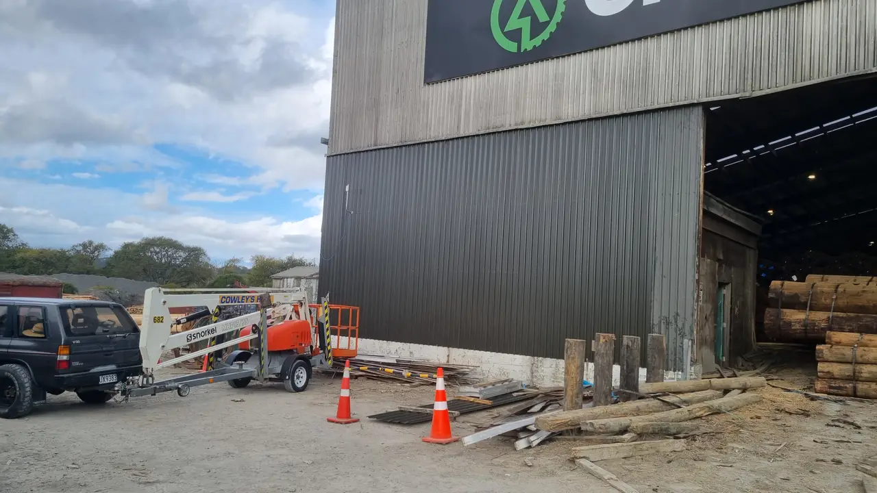 General Maintenance - Structural opening prepared for the new section, with cones and access plant keeping the site safe.
