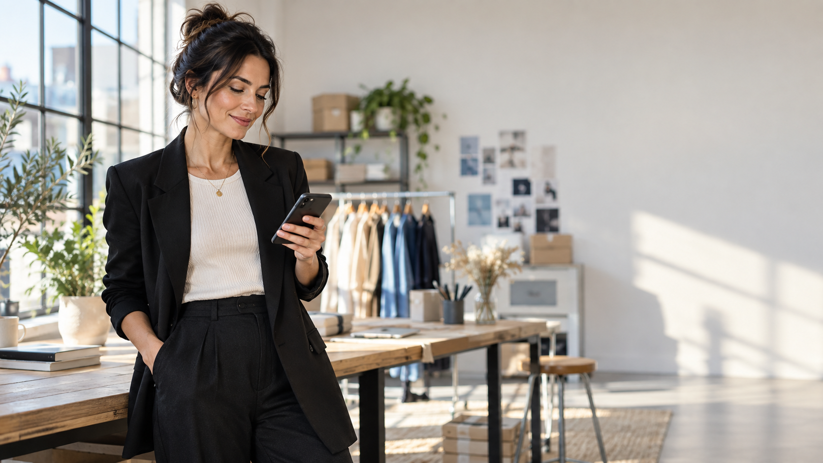 Business owner receiving payment confirmation and automated 5-star customer review