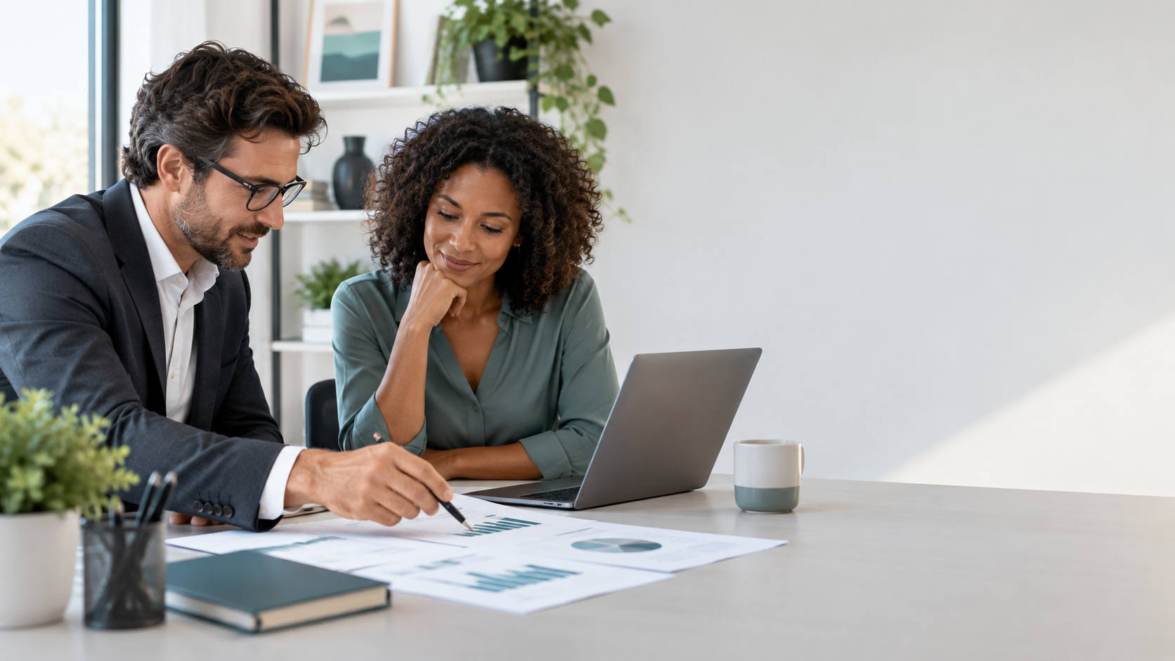 Professional reviewing quotes, estimates, and customer follow-up reports
