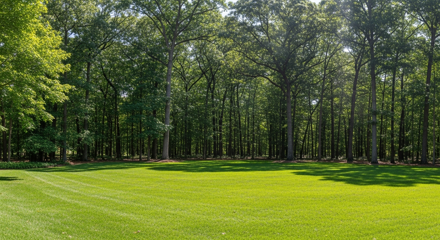 Beautiful big front yard surrounded by woods at the homestead