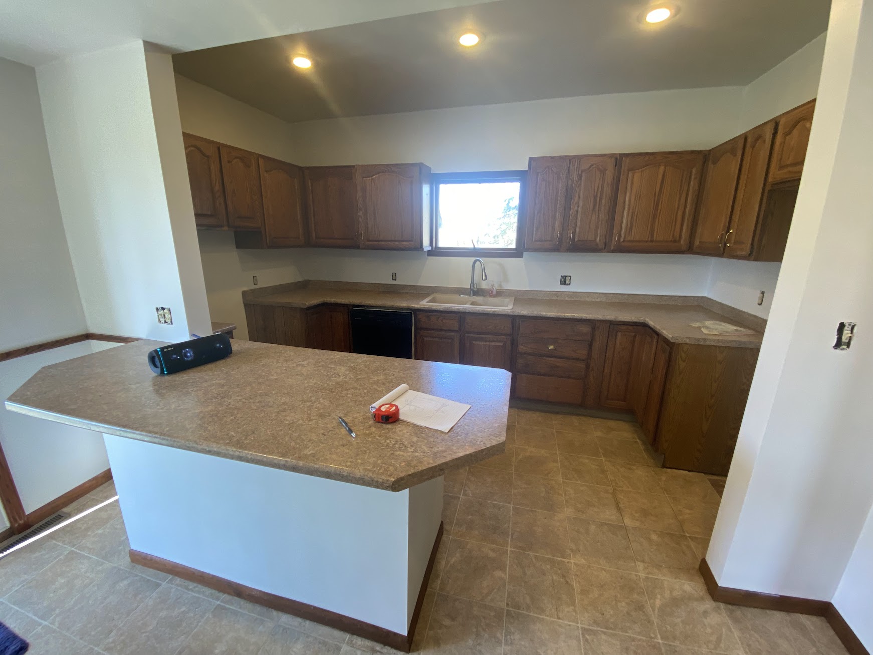 Kitchen — Oak Cabinets & Island — before