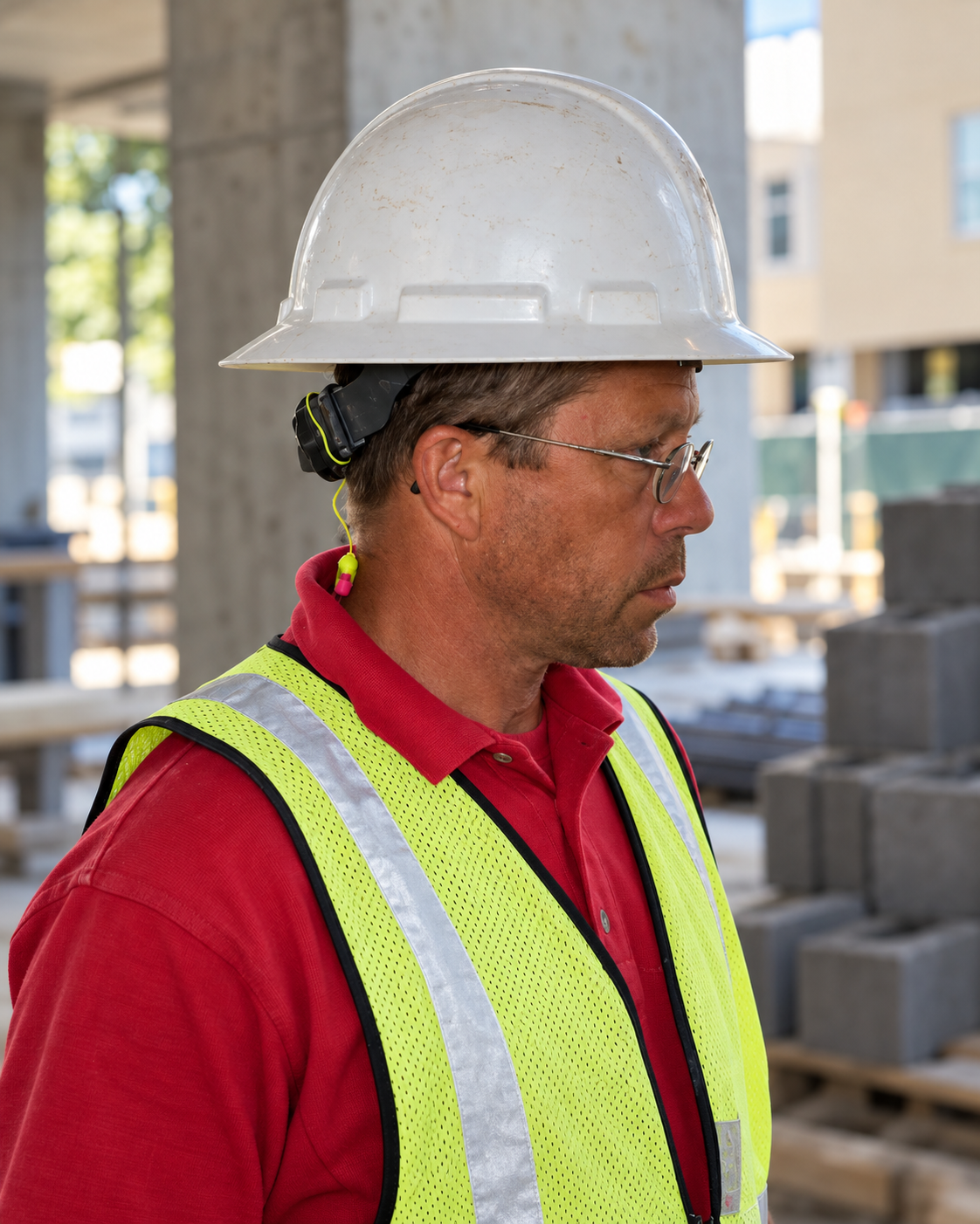 Louis Masonry blocklayer and layout lead on active commercial jobsite