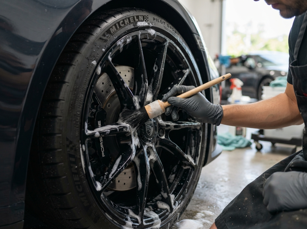 Grondige velgreiniging tijdens Concours Detail