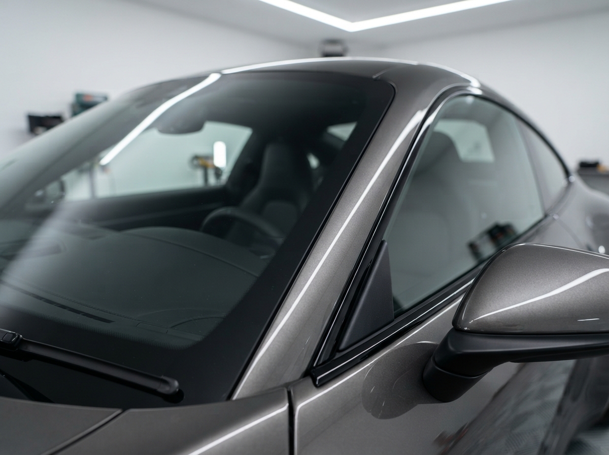 Heldere ruit na uitgebreide glasafwerking tijdens Concours Detail