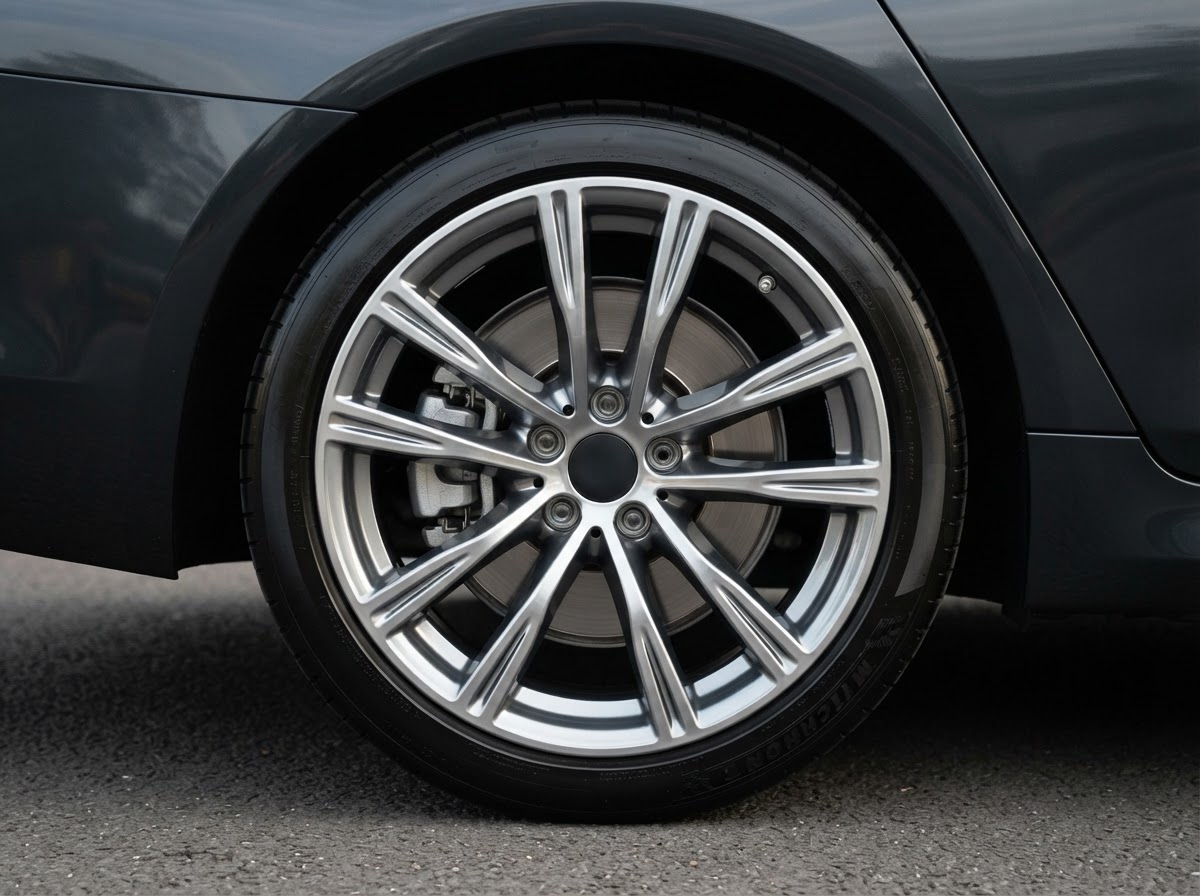 Dezelfde velg schoongemaakt na een Essential Detail behandeling